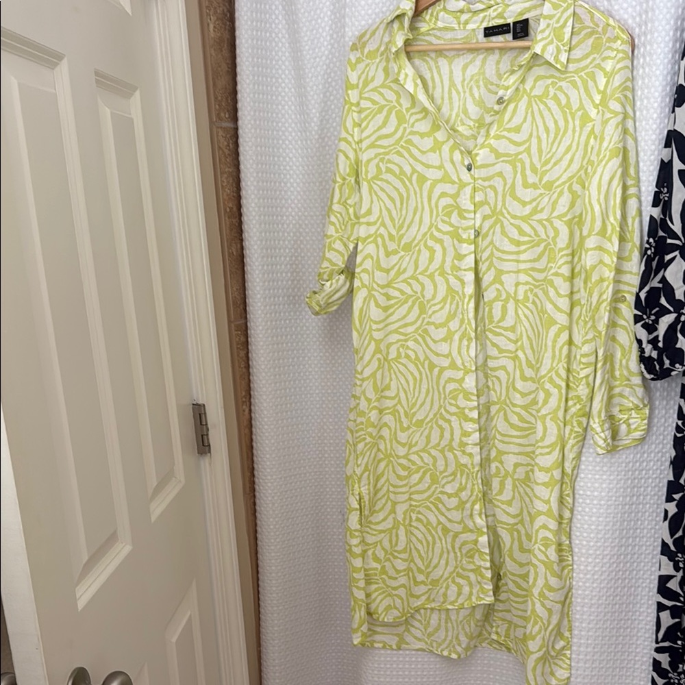 Tahari Lime and White Patterned Dress